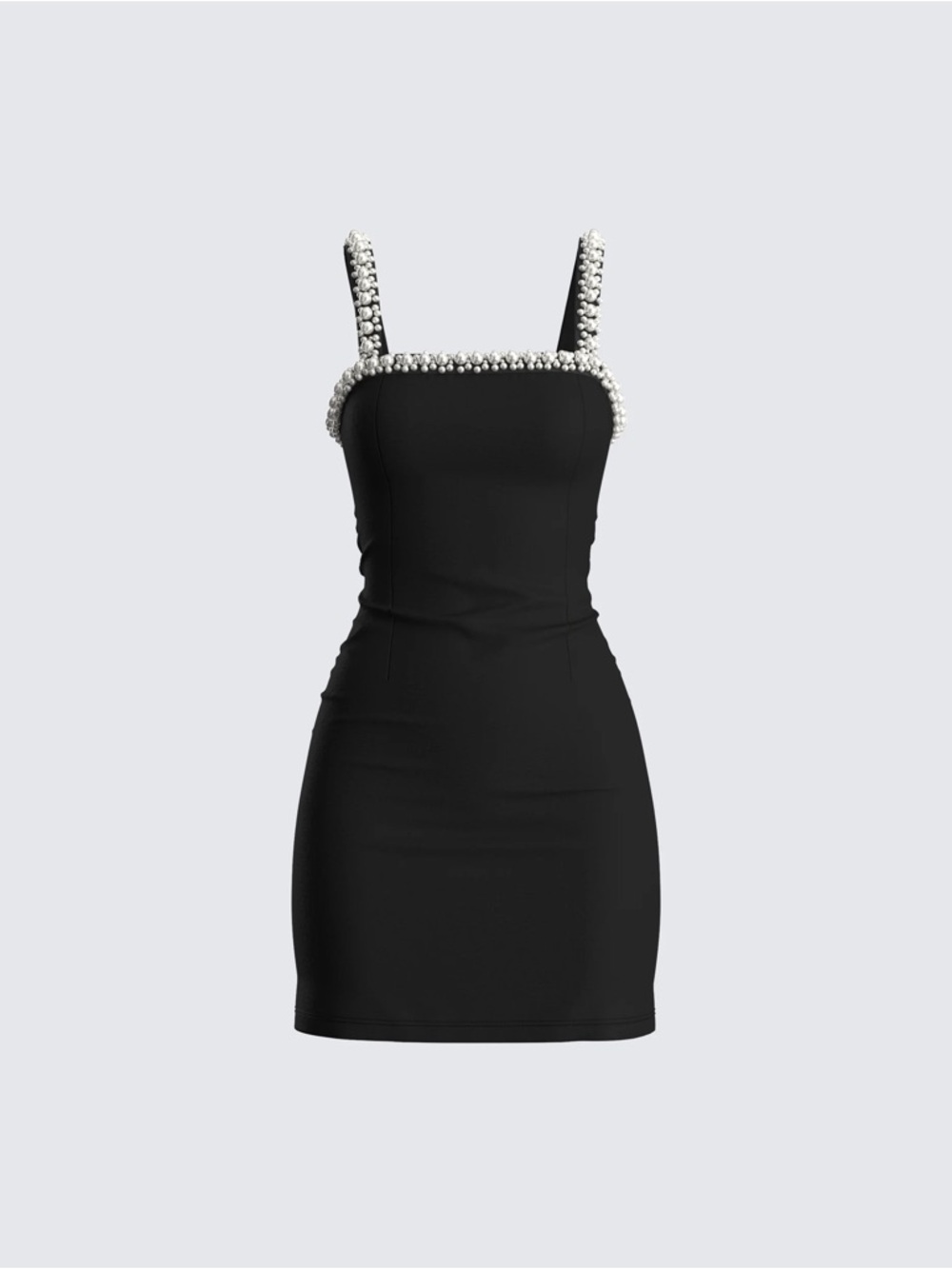 NWOT Finesse Black Pearl-Trim Bodycon Mini Dress